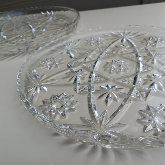 Vintage Anchor Hocking Star Of David Prescut Glass Plate 13.5" - Picture 6 of 15
